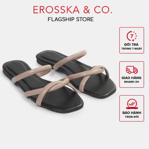 - Dép nữ thời trang đế bằng Erosska quai mảnh đan chéo đế bệt màu kem - DE069