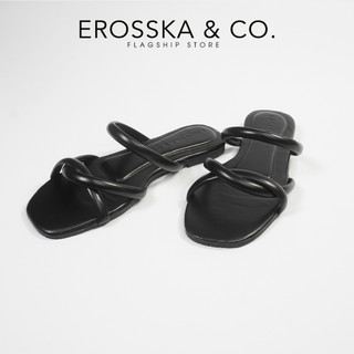 [Xả Kho] - Dép nữ thời trang đế bằng Erosska quai mảnh đan chéo đế bệt màu kem - DE069
