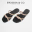 - Dép nữ thời trang đế bằng Erosska quai mảnh đan chéo đế bệt màu kem - DE069