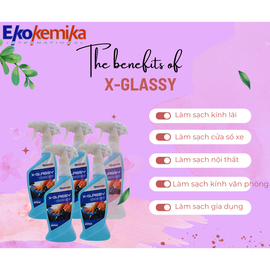 NƯỚC LAU KÍNH XE HƠI X-GLASSY EKOKEMIKA 600ML