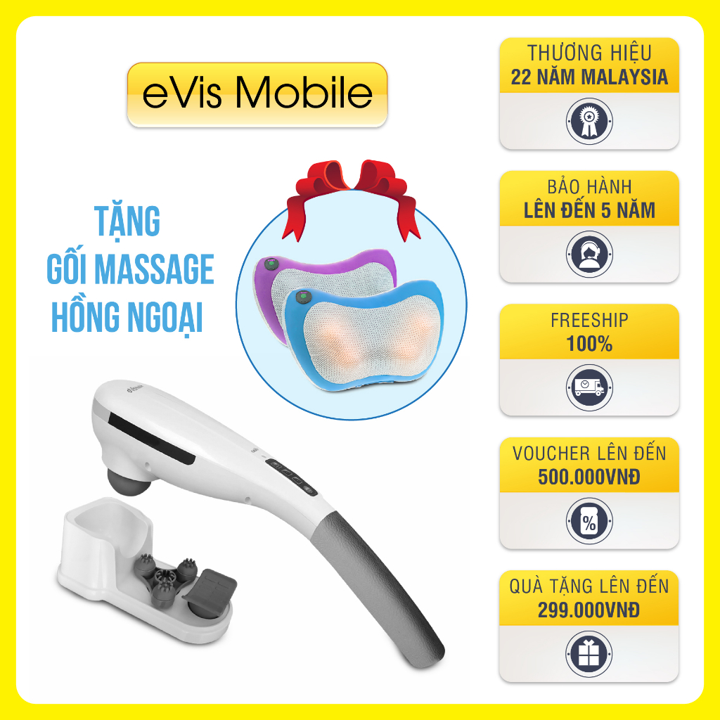 Máy Massage Toàn Thân Cầm Tay OKIA eVis Mobile chính hãng MALAYSIA  - Mát Xa Toàn Thân - Mát Xa Vai Cổ, Chân, Lưng