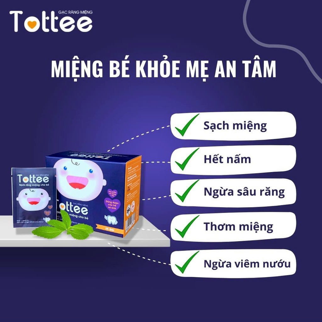 [QUÀ TẶNG KHÔNG BÁN] Quà tặng 1 hộp gạc rơ lưỡi Tottee, vệ sinh răng miệng cho bé