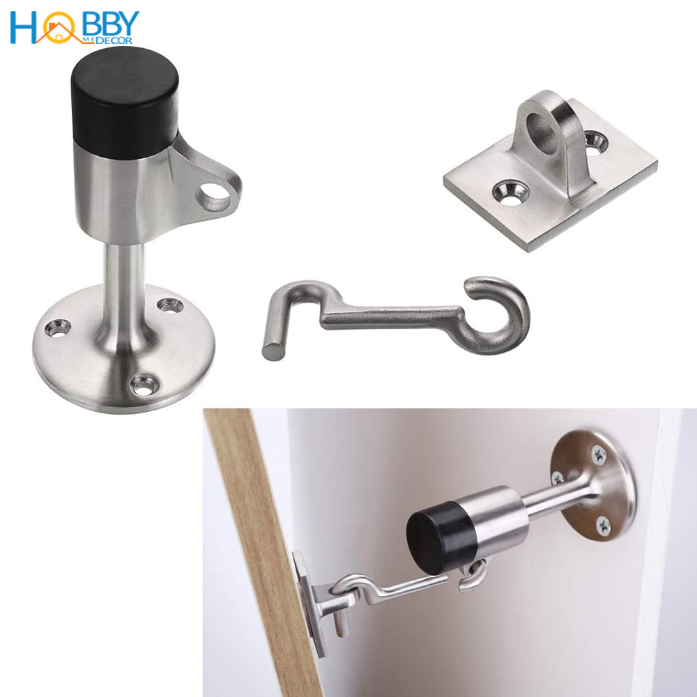 Đồ chặn cửa đệm cao su có móc giữ cửa inox 304 Hobby home decor CC10