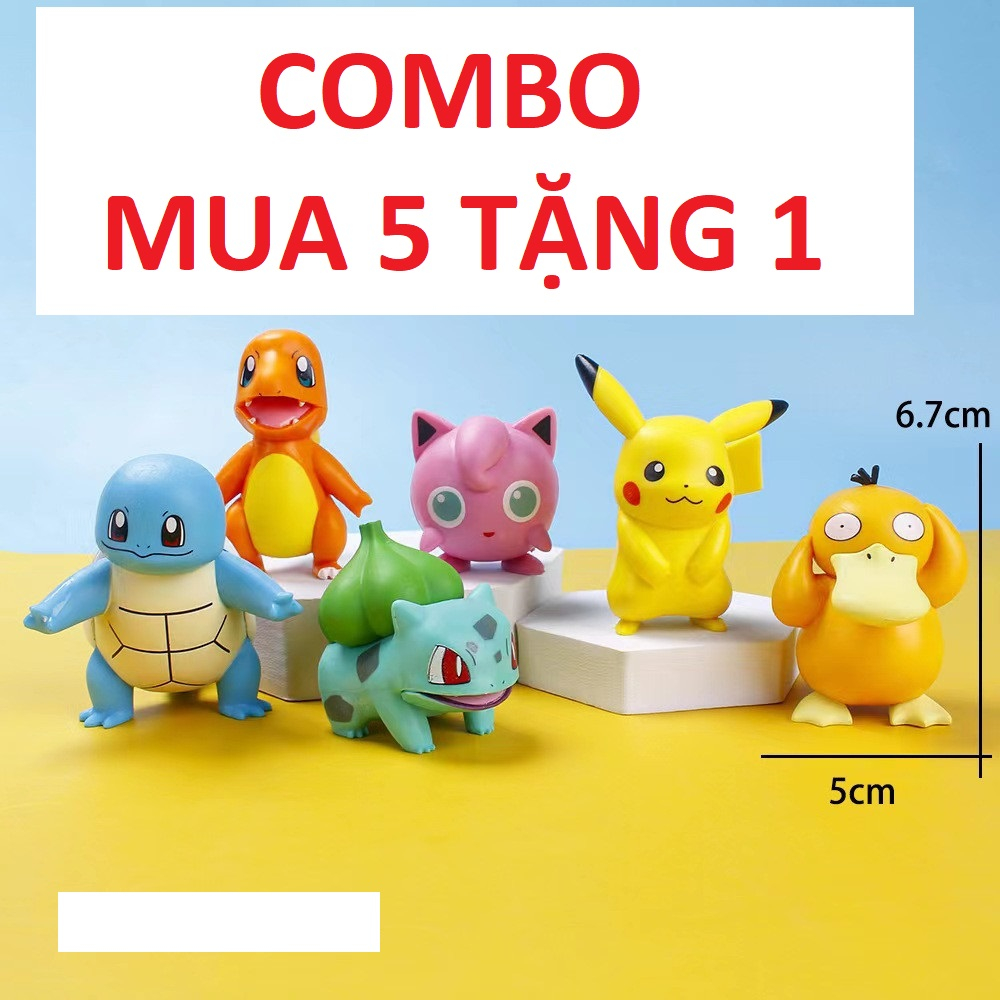 [ hỏa tốc hcm ][ Vũ Trí Ba ] Mô hình 6 nhân vật Pikachu Charmander ...