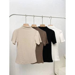 Áo thun cao cổ tay ngắn Áo thun cộc tay cổ cao dáng basic form ôm body Aocolo228_P0K10 247store