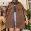 Áo Sơ Mi Nhung Tăm Học Sinh Form Rộng Unisex Oversize