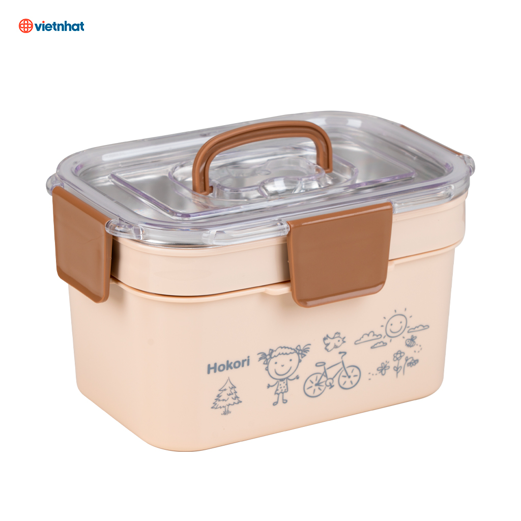 Hộp cơm inox 2T Hokori 6566, Hộp đựng cơm văn phòng giữ nhiệt xinh xắn, Hộp cơm giữ nhiệt cao cấp