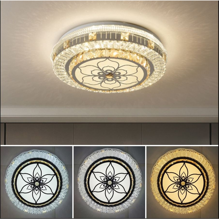 Ảnh Đèn ốp trần MONSKY TAKO D500 phong cách hiện đại với 3 chế độ ánh sáng viền pha lê + ABS tán quang 2