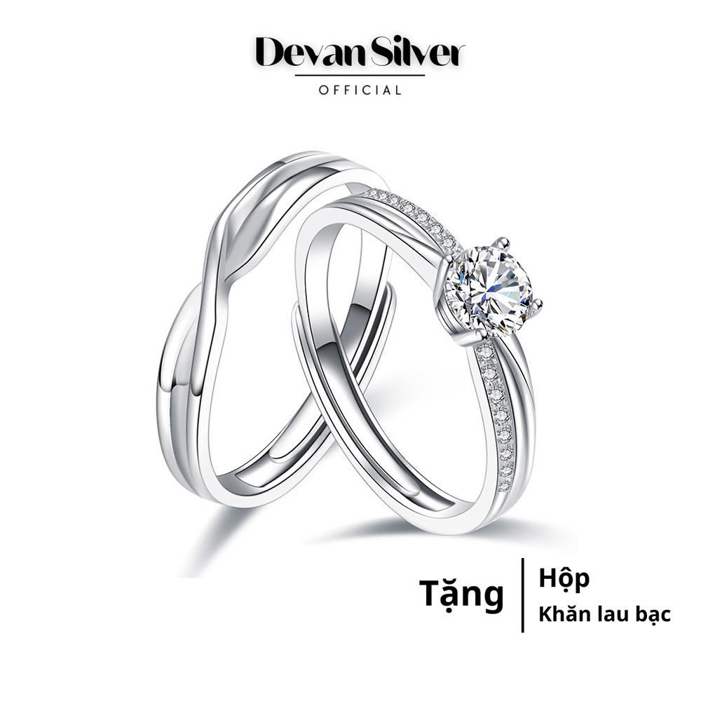 925 Silver Couple Rings, adjustable by Devan Silver
