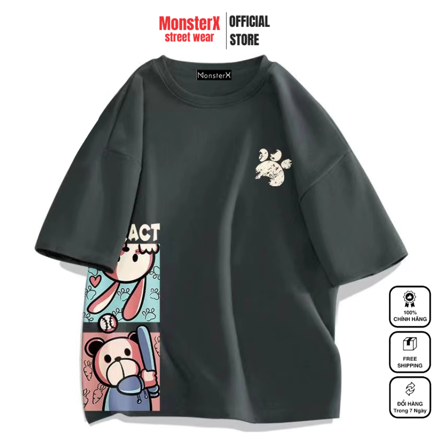 Áo thun Bear & Rabbit unisex MONSTER X STREET phông tay lỡ nam nữ form ...