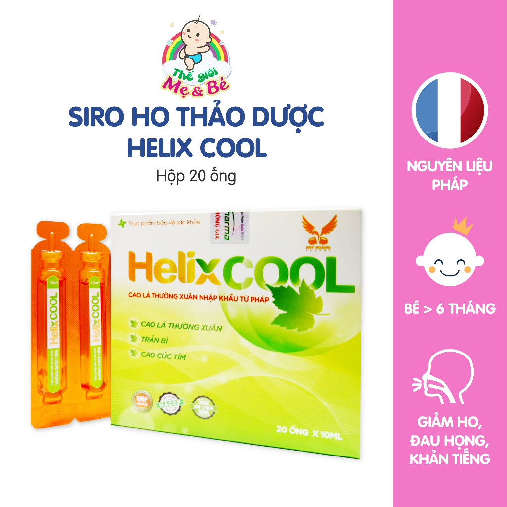 Siro ống thảo dược hỗ trợ giảm ho, sổ mũi Helix Cool (Hộp 20 ống x 10ml ...