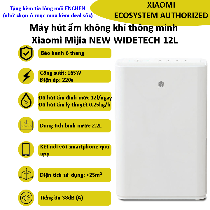 Máy hút ẩm thông minh Xiaomi Mijia NEW WIDETECH 12L - Bảo hành 6 tháng - Shop Điện Máy Center