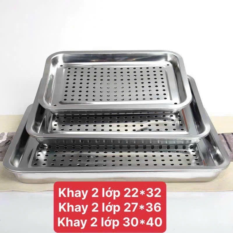 Khay trà 2 lớp chất liệu inox, Khay trà Inox loại dày [Hàng loại 1] bền ...