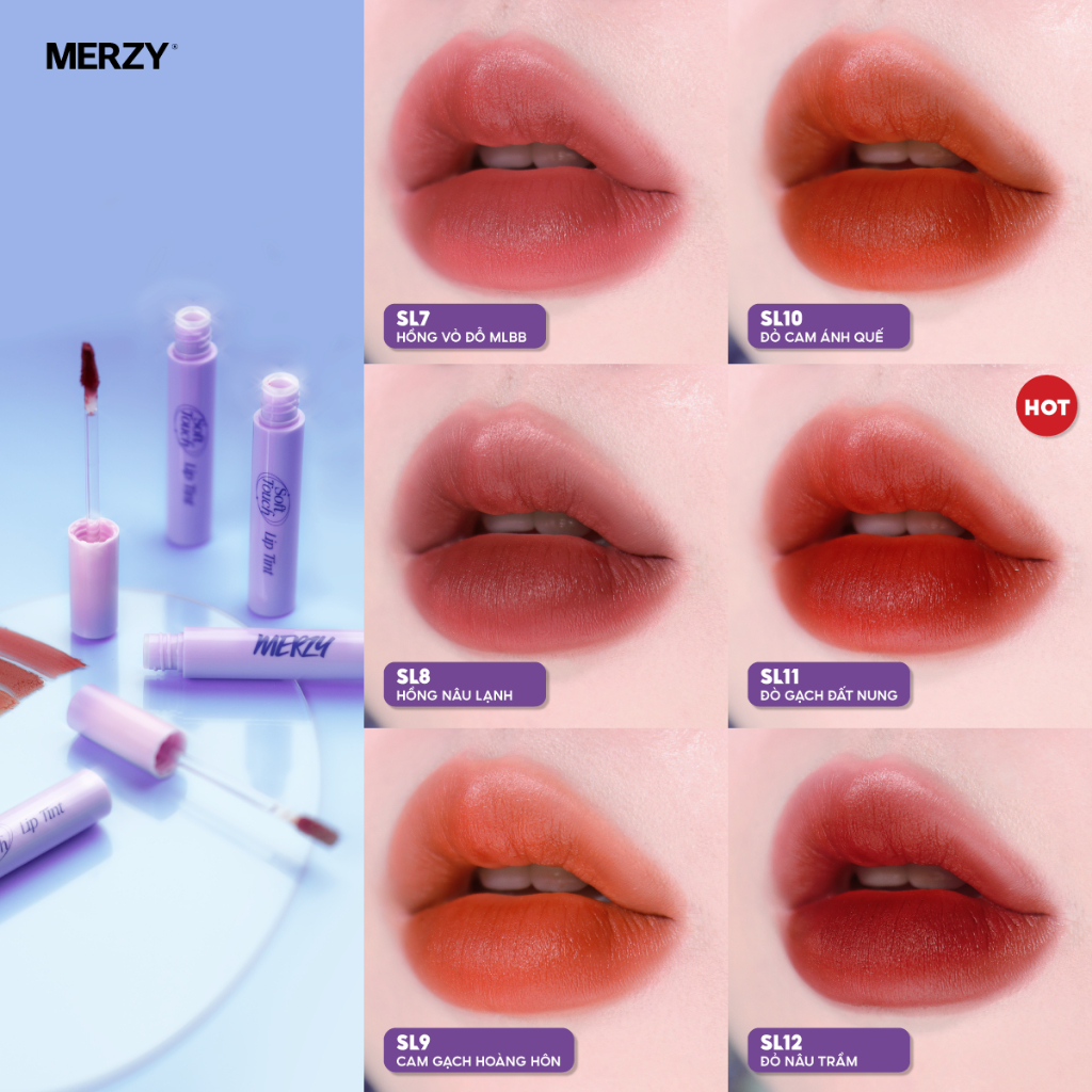 Ảnh Combo 2 Son Kem Siêu Lì Merzy Soft Touch Lip Tint 3g (Ver 2) +  Son Tint Bóng Merzy The Watery Dew Tint 4g (Ver 3) 2