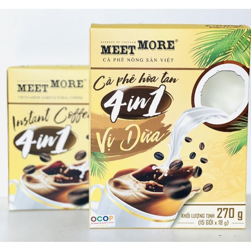 CAFE HỘP 4IN1 MEET MORE VỊ DỪA 15G x18G (270G) | Shopee Việt Nam