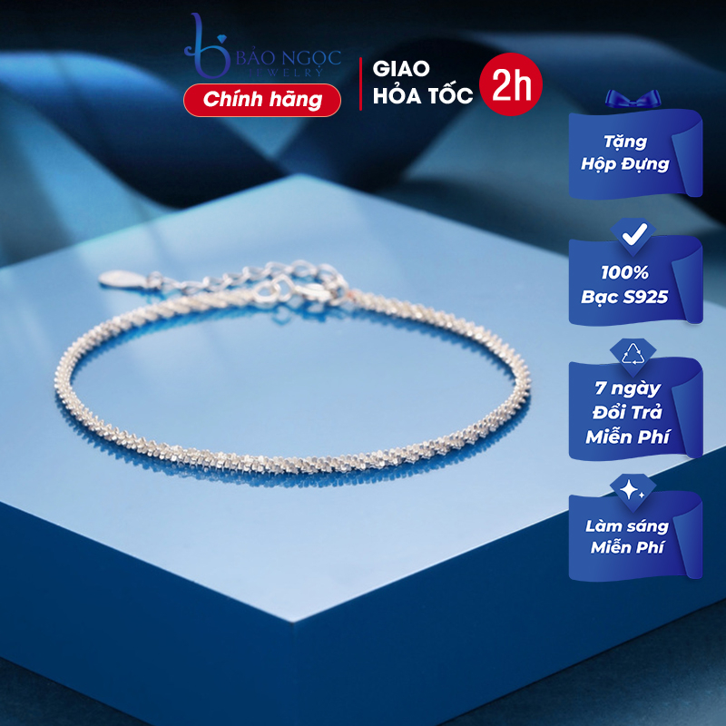 Lắc tay bạc nữ 925 lấp lánh thiết kế dáng mở dễ dàng chỉnh size - L2536 - Bảo Ngọc Jewelry