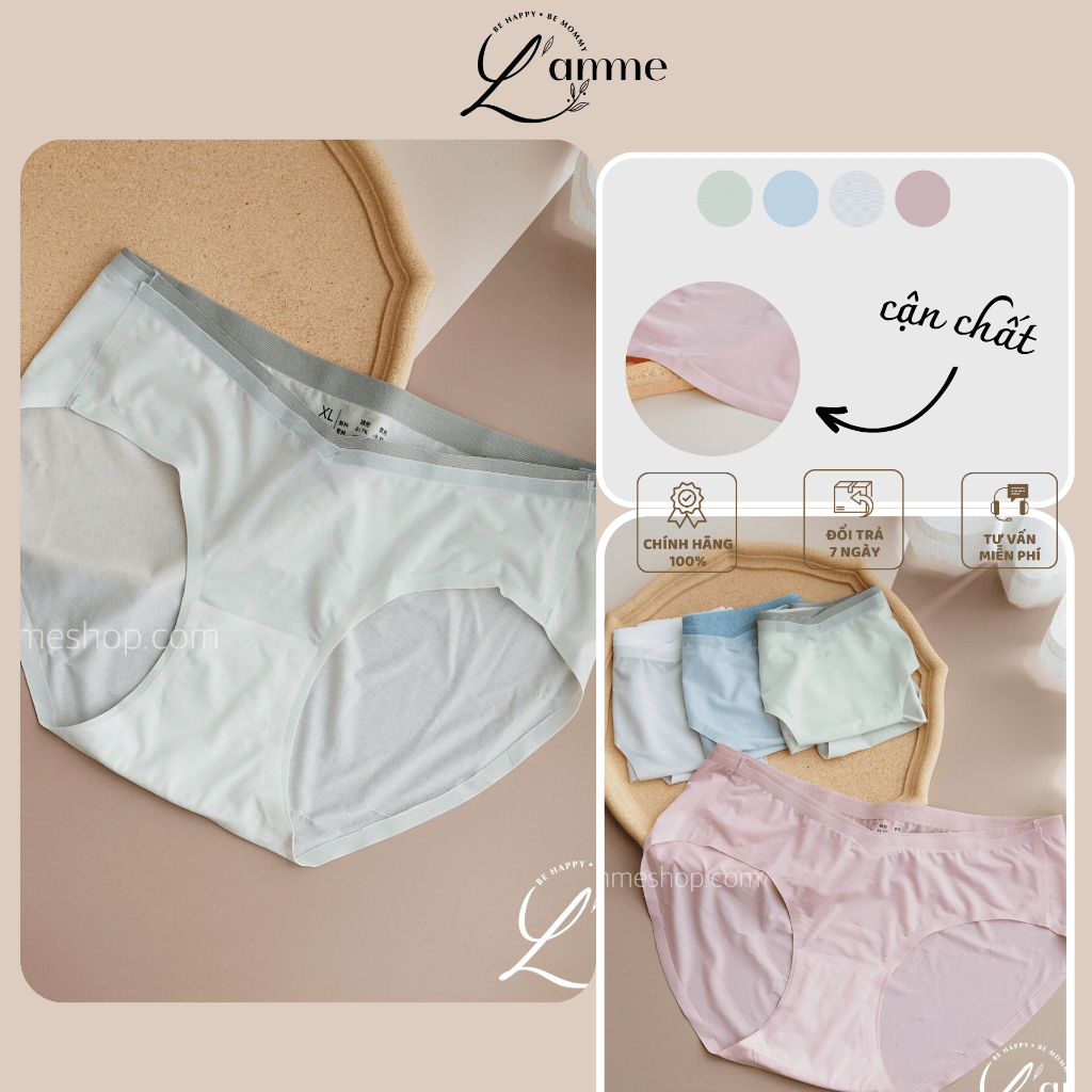 Quần lót bầu và sau sinh – set lụa thông hơi thoáng khí 4c mềm mỏng co dãn, lót trắng kháng khuẩn sản phẩm của LAMME spe