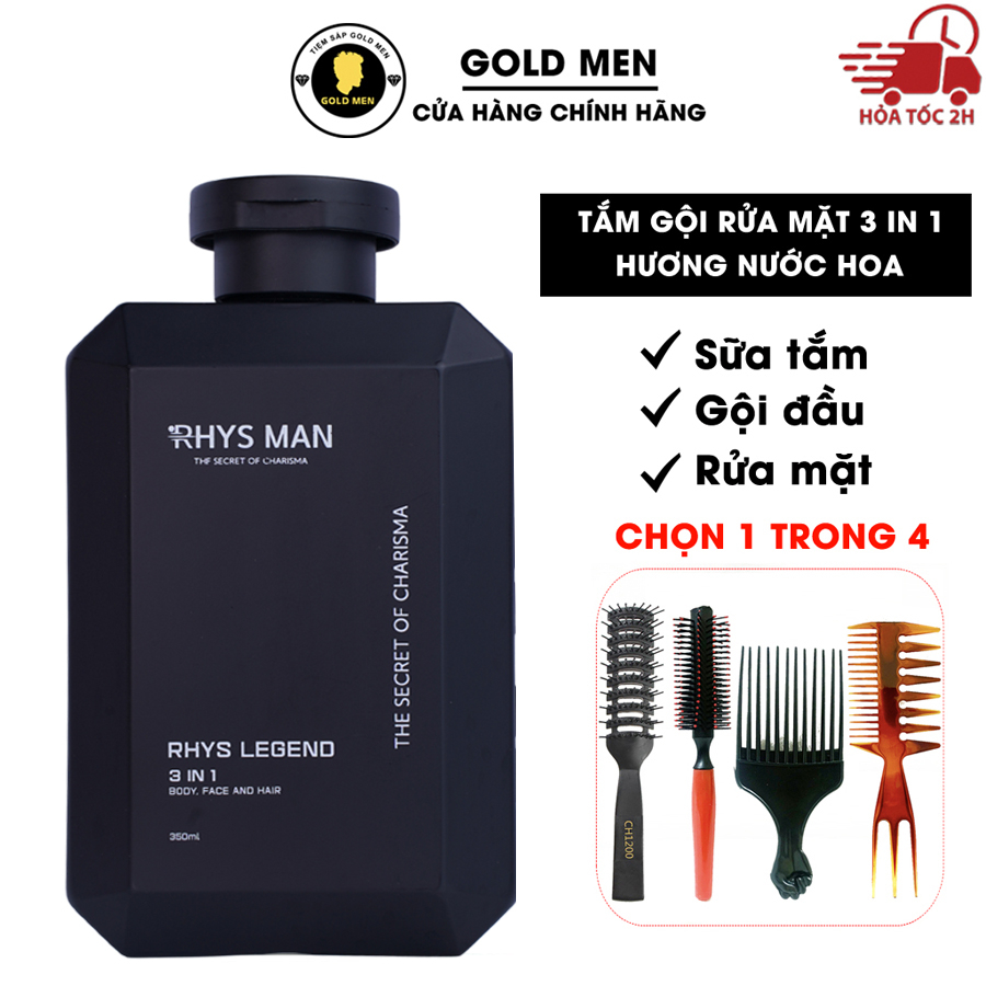 Sữa tắm gội nam RHYS MAN hương nước hoa 3 in 1 Rhys Legend 350ml [CHÍNH ...