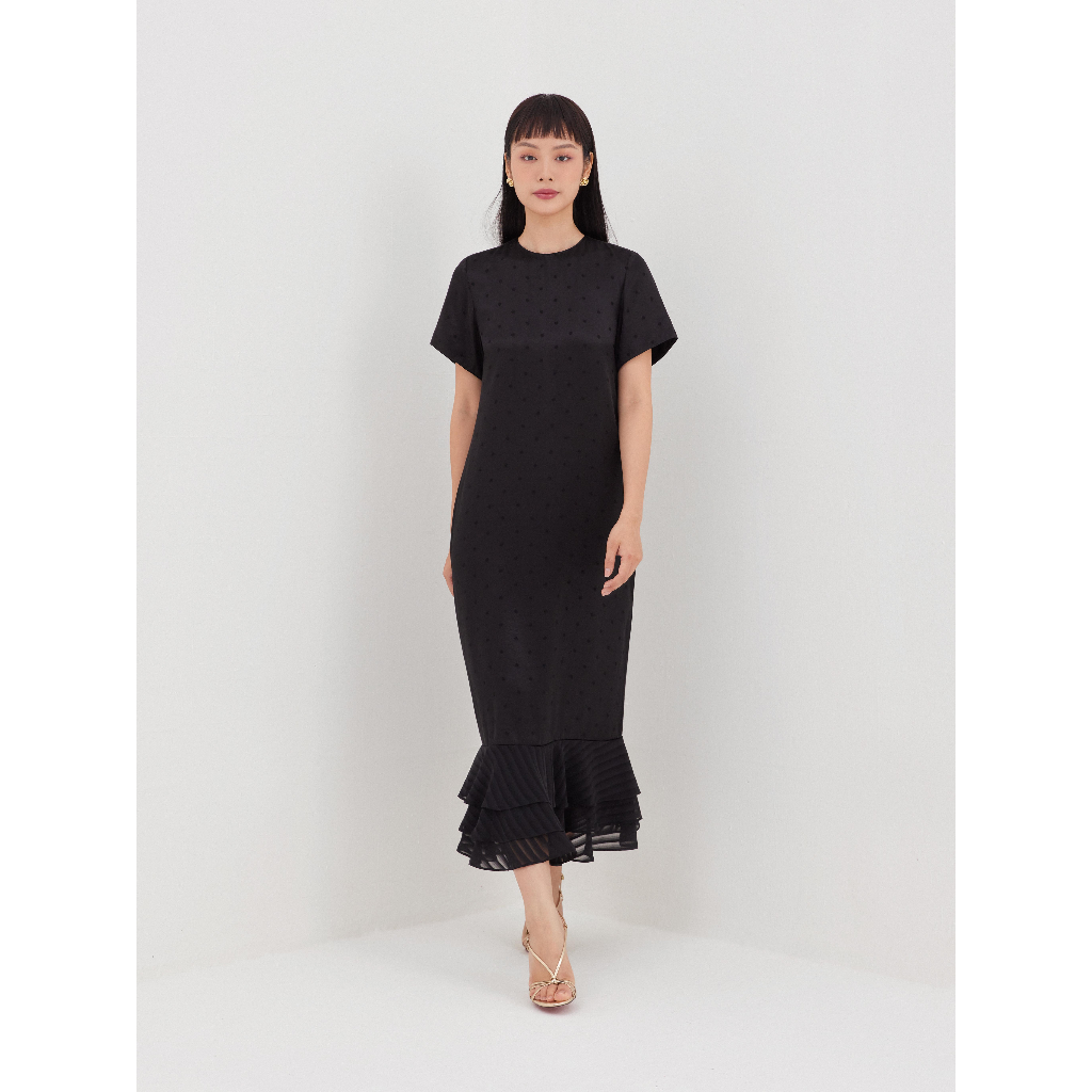 Đầm lụa tùng bèo Mauve Ruffled Mermaid dress