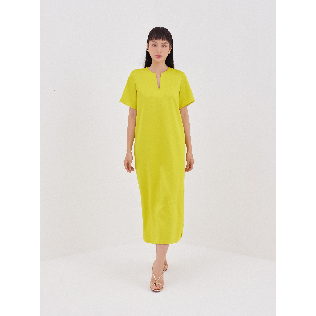 Đầm lụa hai da Mauve Y Neck dress