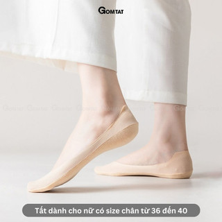 Tất vớ lười nữ GOMTAT chất liệu cotton trơn sọc gân, có đệm cao su chống tuột gót - BUB-KOL-1302