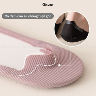 Tất vớ lười nữ GOMTAT chất liệu cotton trơn sọc gân, có đệm cao su chống tuột gót - BUB-KOL-1302