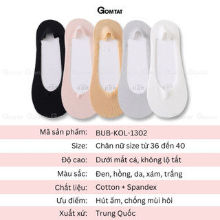Tất vớ lười nữ GOMTAT chất liệu cotton trơn sọc gân, có đệm cao su chống tuột gót - BUB-KOL-1302