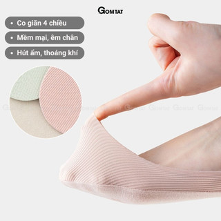 Tất vớ lười nữ GOMTAT chất liệu cotton trơn sọc gân, có đệm cao su chống tuột gót - BUB-KOL-1302