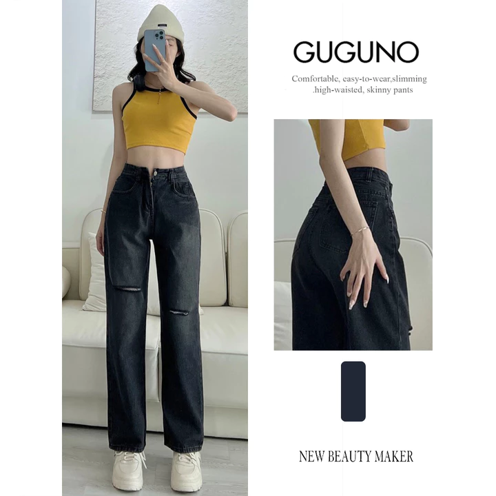 Quần jeans ống rộng Guguno nữ (quần jeans nữ, quần jean nữ, quần rin nữ, quần bò nữ)