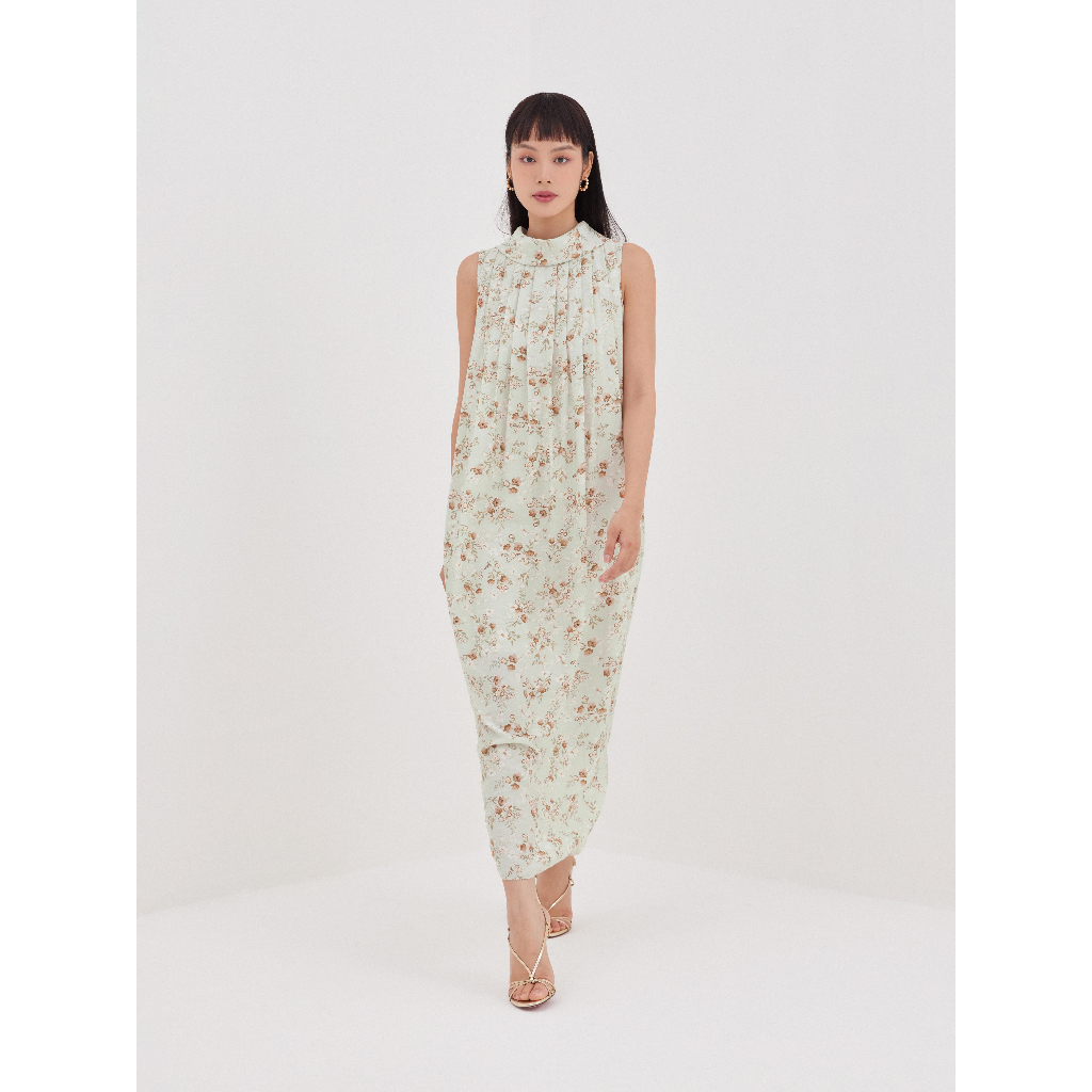 Đầm tơ cotton hoa Mauve Flower Vase dress