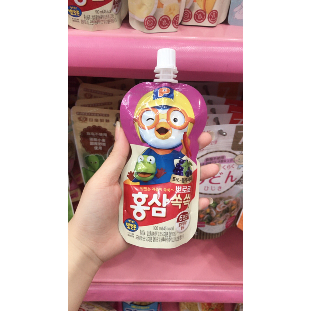 Nước hồng sâm trái cây pororo đủ vị cho bé 100ml, đồ ăn nhẹ cho bé ...
