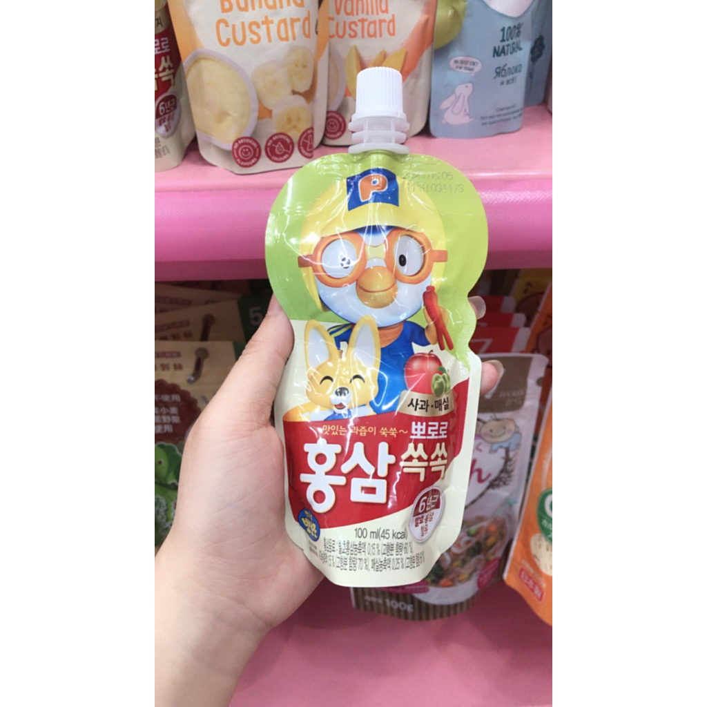 Nước hồng sâm trái cây pororo đủ vị cho bé 100ml, đồ ăn nhẹ cho bé ...