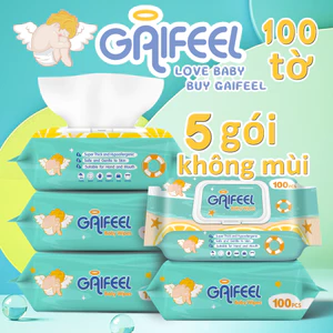 GAIFEEL Khăn ướt khăn giấy ướt Bộ 5 gói khăn ướt không mùi không cồn cao cấp dành cho em bé