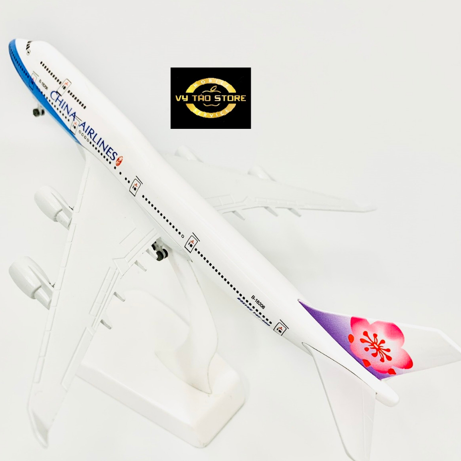 MÔ HÌNH MÁY BAY CHINA AIRLINES BOEING 747 CAO CẤP 20CM CÓ BÁNH XE KÈM CHÂN ĐẾ