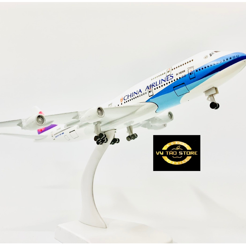 MÔ HÌNH MÁY BAY CHINA AIRLINES BOEING 747 CAO CẤP 20CM CÓ BÁNH XE KÈM CHÂN ĐẾ