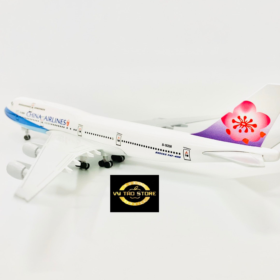 MÔ HÌNH MÁY BAY CHINA AIRLINES BOEING 747 CAO CẤP 20CM CÓ BÁNH XE KÈM CHÂN ĐẾ