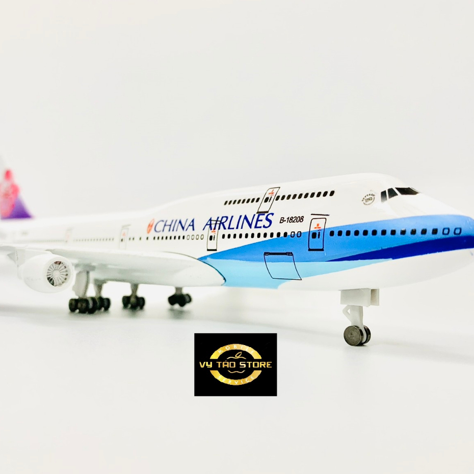 MÔ HÌNH MÁY BAY CHINA AIRLINES BOEING 747 CAO CẤP 20CM CÓ BÁNH XE KÈM CHÂN ĐẾ