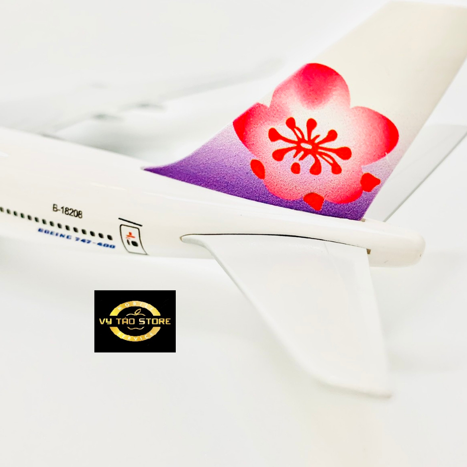 MÔ HÌNH MÁY BAY CHINA AIRLINES BOEING 747 CAO CẤP 20CM CÓ BÁNH XE KÈM CHÂN ĐẾ