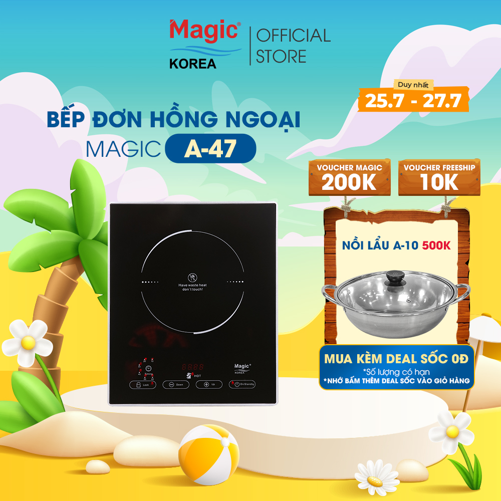 Bếp điện hồng ngoại Magic Korea A47,hai vòng nhiệt không kén nồi thay thế bếp ga,bảo hành chính hãng