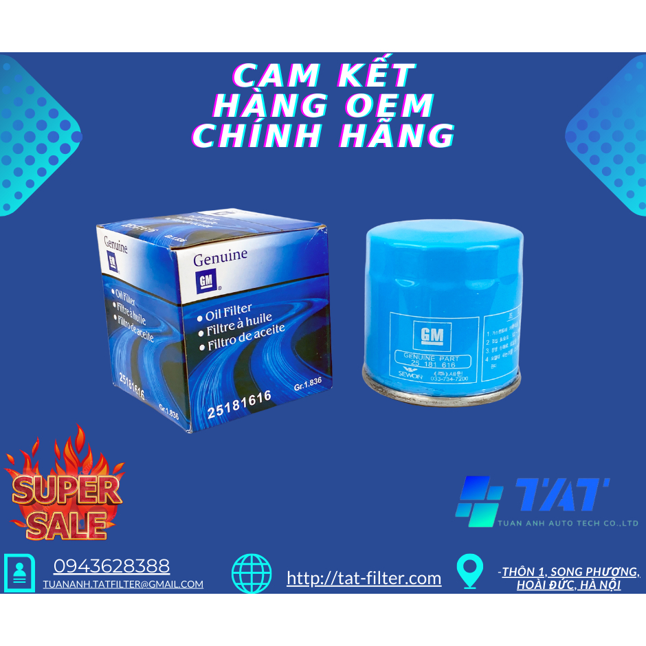 Lọc dầu động cơ Oil Filter Chevrolet Spark Aveo Matiz (25181616) Shopee Việt Nam