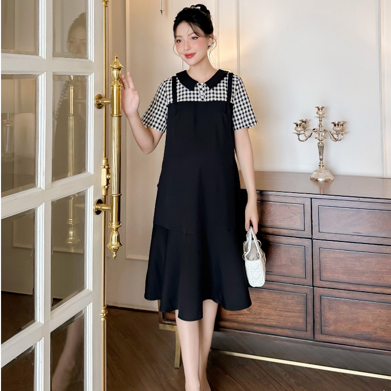 MEDYLA – Váy bầu mùa hè chéo ý phối kẻ đầm bầu dự tiệc thiết kế cho bầu đi chơi du lịch – VTN1409 spe