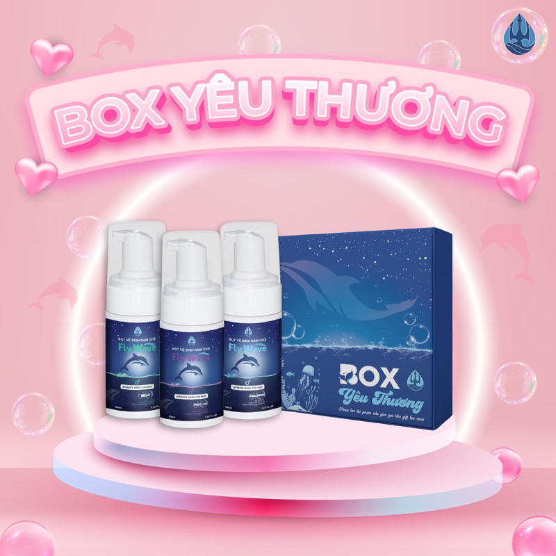 BOX YÊU THƯƠNG Bọt vệ sinh nam Fly Wave 100ml Dung dịch tạo bọt 3 hương Relax, Cool Fresh, Sweet Love