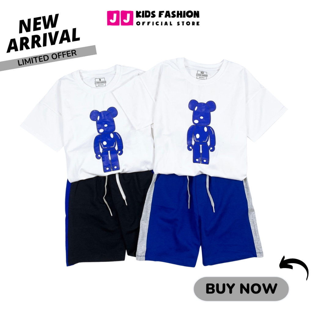 Bộ quần áo bé trai mùa hè JJ Kids chất cotton co giản, thoáng mát cho trẻ em full size