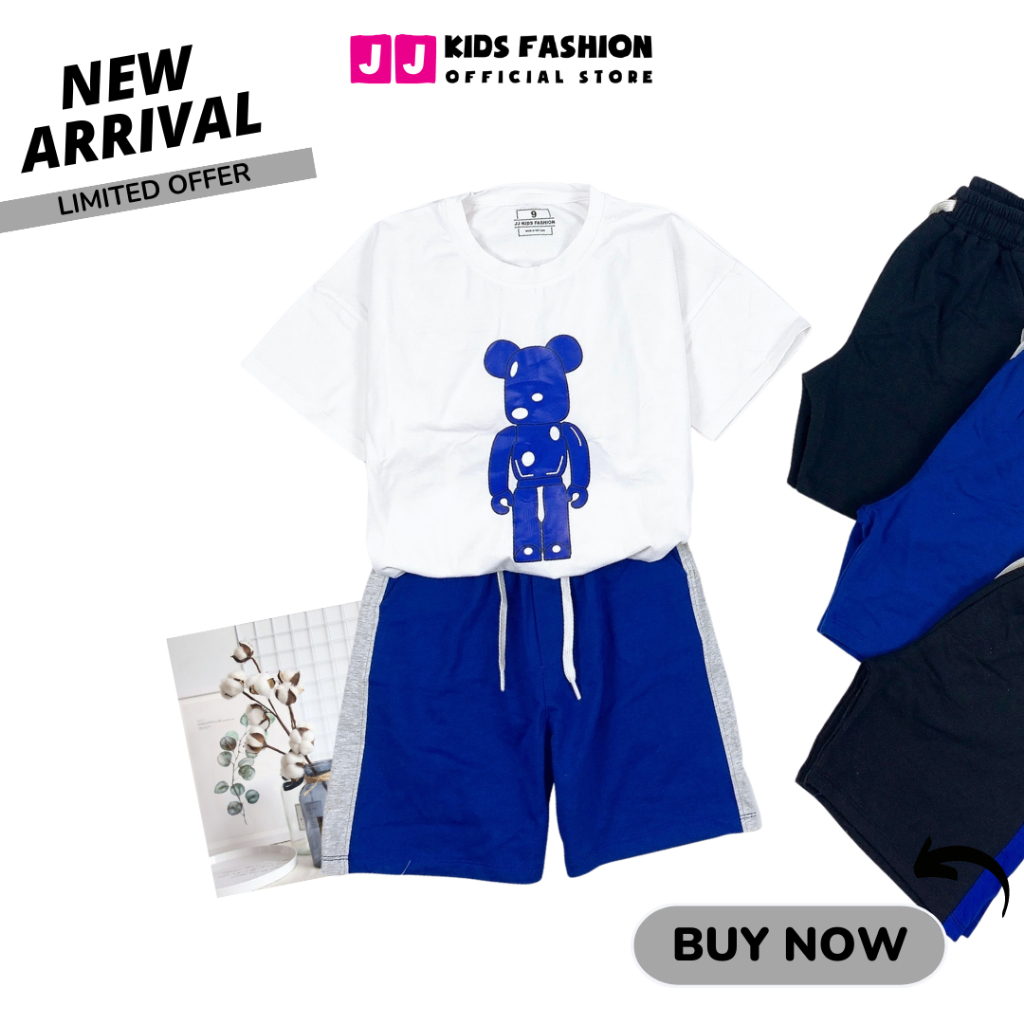 Bộ quần áo bé trai mùa hè JJ Kids chất cotton co giản, thoáng mát cho trẻ em full size