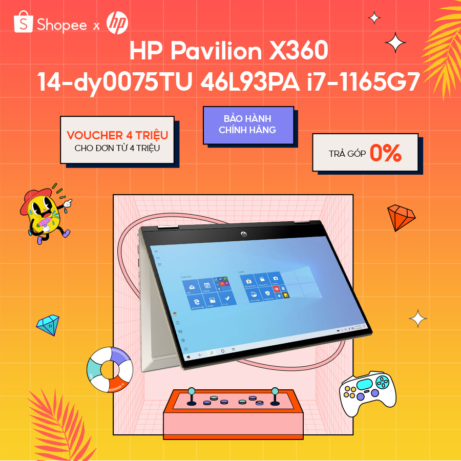 [Mã ELHP2TR5 giảm 12% đơn 18TR] Laptop HP Pavilion X360 14-dy0075TU 46L93PA|i7-1165G7|8GB RAM|512GB SSD|14