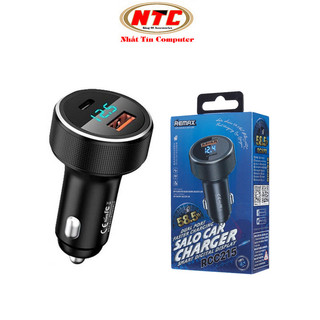 Tẩu sạc nhanh trên xe hơi ô tô Remax RCC215 có LCD báo dòng sạc - hỗ trợ PD 36W QC 22.5W