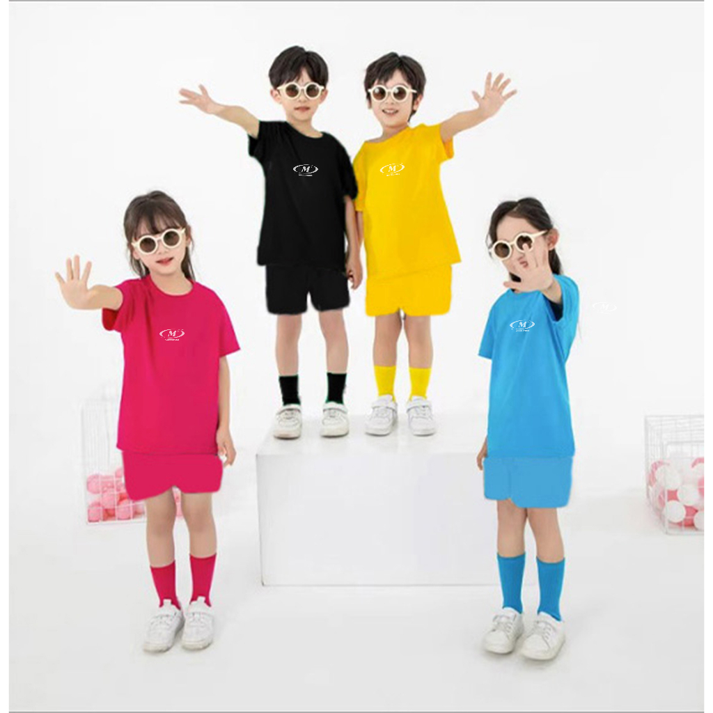 EDITBộ Quần áo thun cotton ngắn tay LOGO cho bé trai, bé gái mặc mùa hè size đại trẻ em 2, 3, 5, 6, 8, 10 tuổi Mi Midori