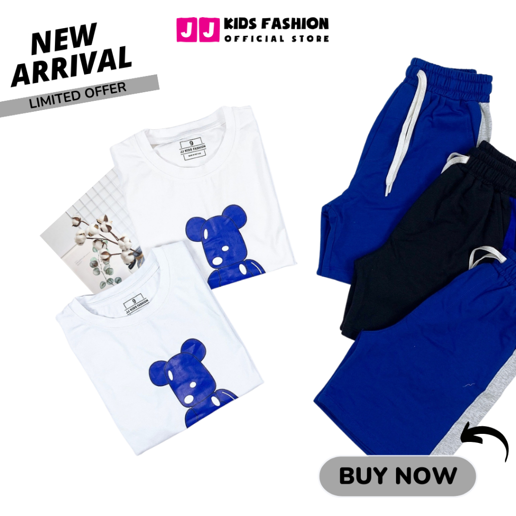 Bộ quần áo bé trai mùa hè JJ Kids chất cotton co giản, thoáng mát cho trẻ em full size
