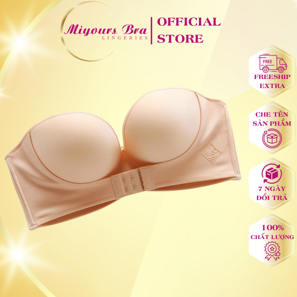 Áo lót cúp ngực nữ Miyours Fashion & More AC001 su không gọng không dây chống tụt, đệm dày cài trước nâng ngực tạo khe