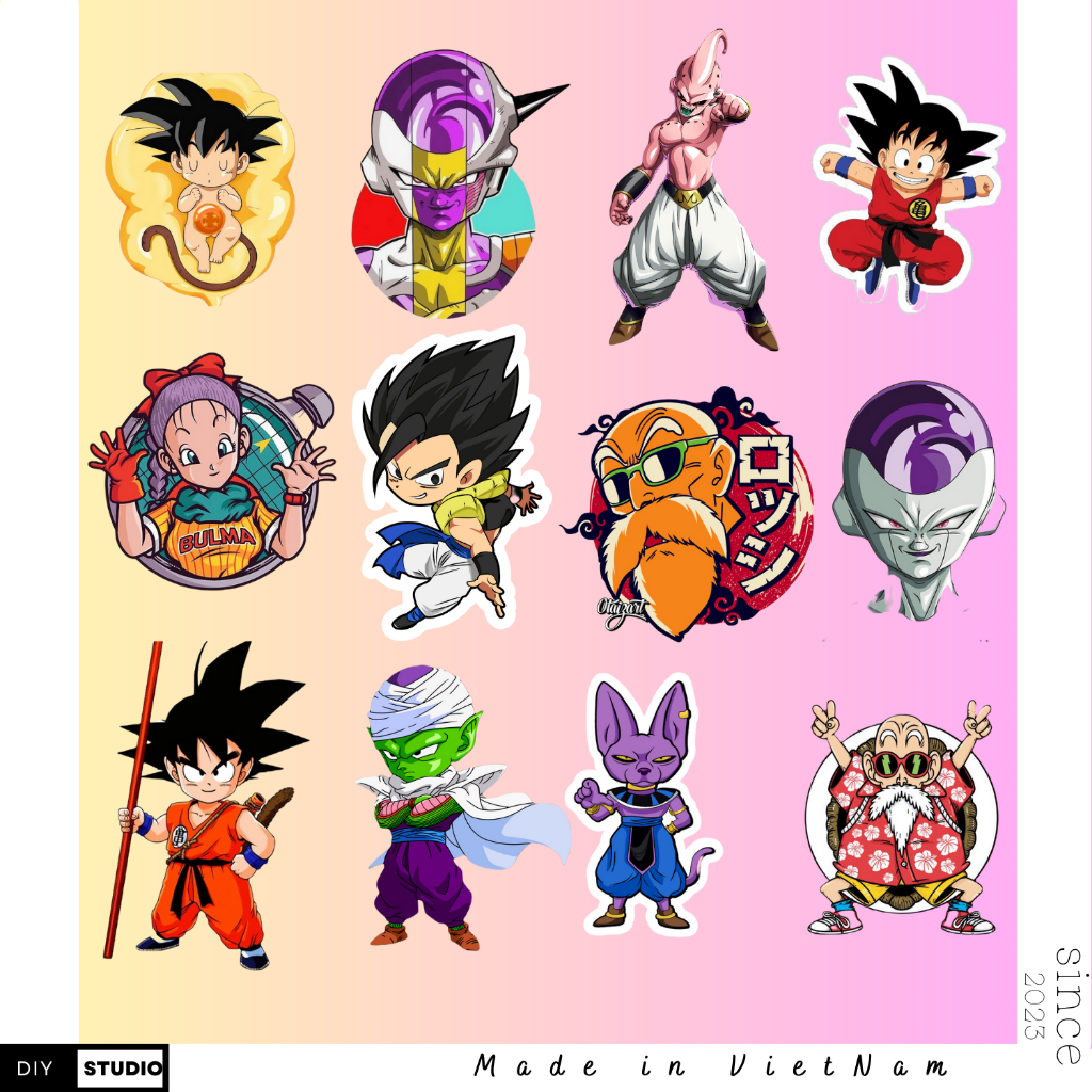 [Set 100 Cái] Sticker anime Dragon Ball, sticker dragon ball, sticker trang trí điện thoại,laptop